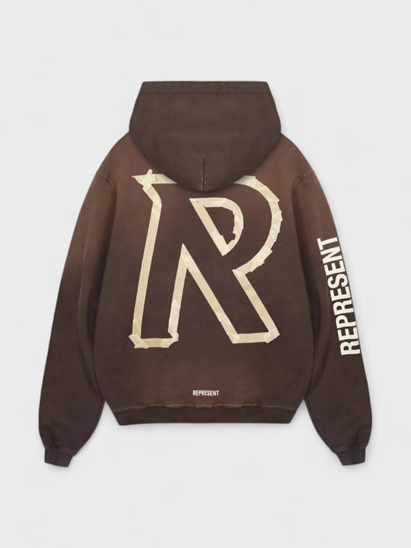 Represent Masking Tape Initial Hoodie Cedar Brown