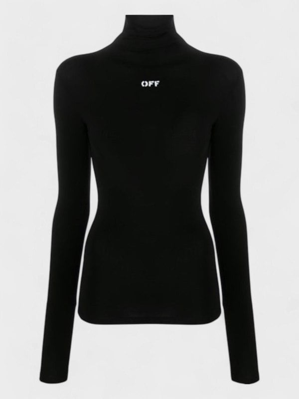 Off - White Off Stamp Skin Long Sleeve Turtleneck Black - Supplied FashionOff White