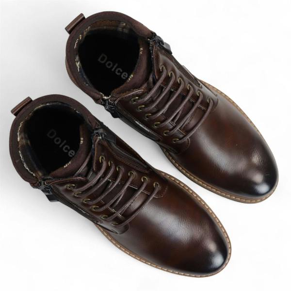 Dolcetto Men's Biker Lace-Up Ankle Boots