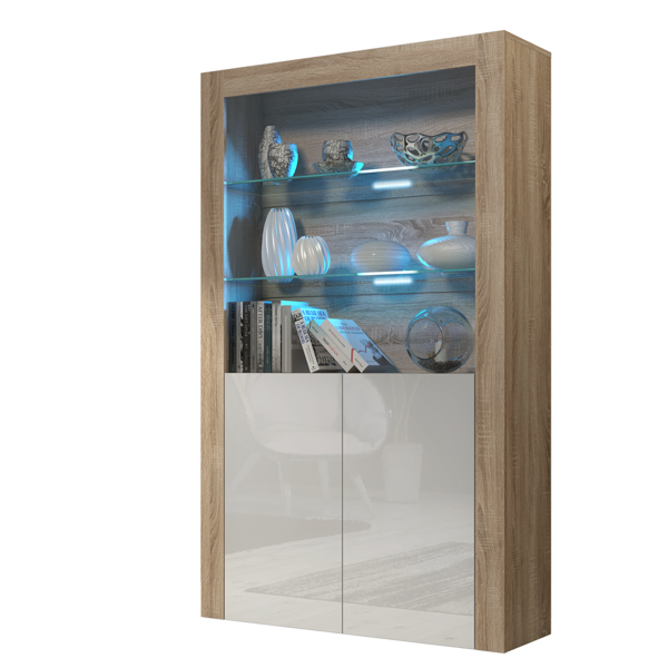 Mex Furniture Premium 170cm Cabinet Sideboard High Gloss Doors Cupboard & Display & Free LED Lights