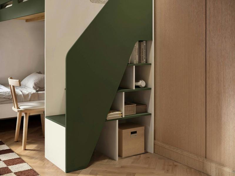 Flair Alpha Bunk Bed with LED Beige and Green