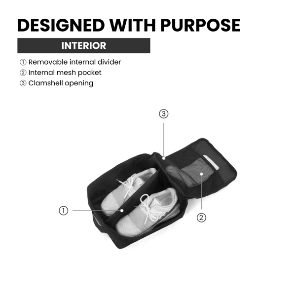 CabinZero Classic Shoe Cube M, Fits Shoes up to UK 8.5,  Removable Divider and Mesh Pocket