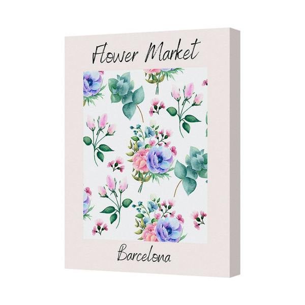 Benjamin Tate Design Flower Market Barcelona Canvas Wall Art Print In Trendy Gallery Frame