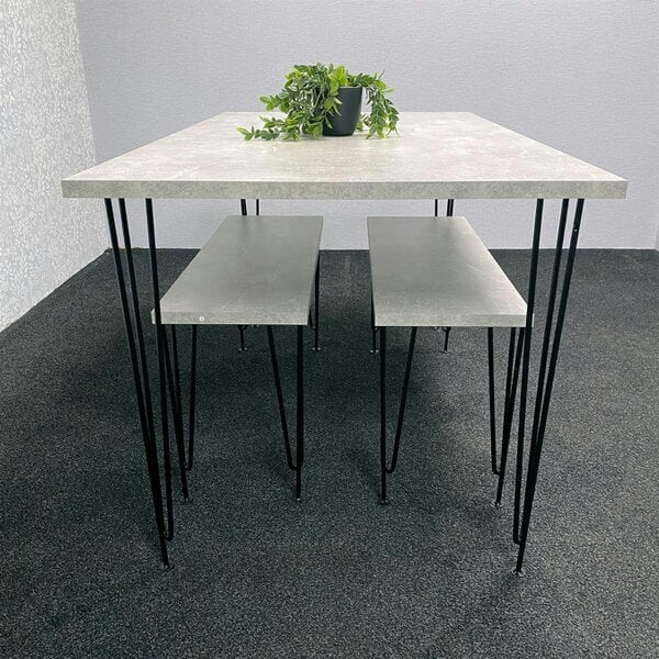 Kosy Koala Modern Grey Dining Table with 2 Benches Dining Room Furniture