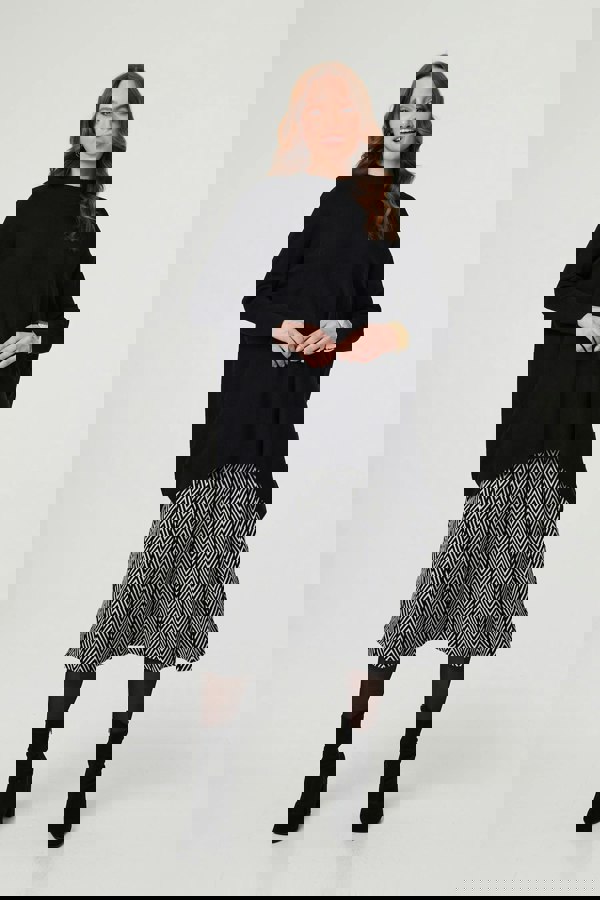 Black | High Neck Batwing Sleeve Relaxed Jumper
