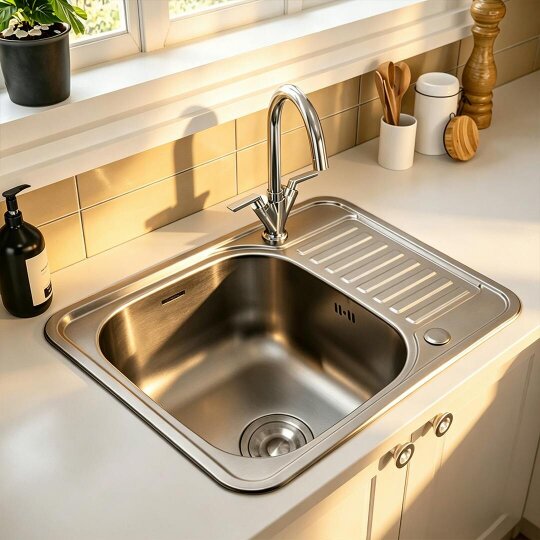 Havendro Inset Kitchen Stainless Steel Sink Rectangle Single Bowl W/ Drainer