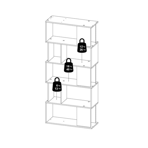 Furniture To Go Maze Open Bookcase 4 Shelves in Concrete and White