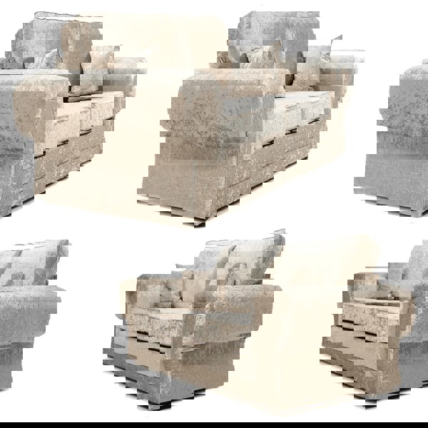 Chelsea Crushed Velvet Full Back Sofa Suite - 2