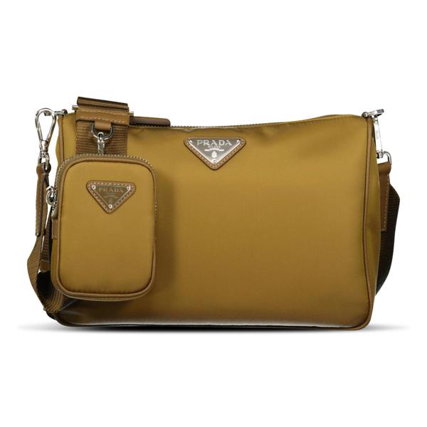 Prada Re-Nylon Leather Shoulder Bag Brown - chancefashionco