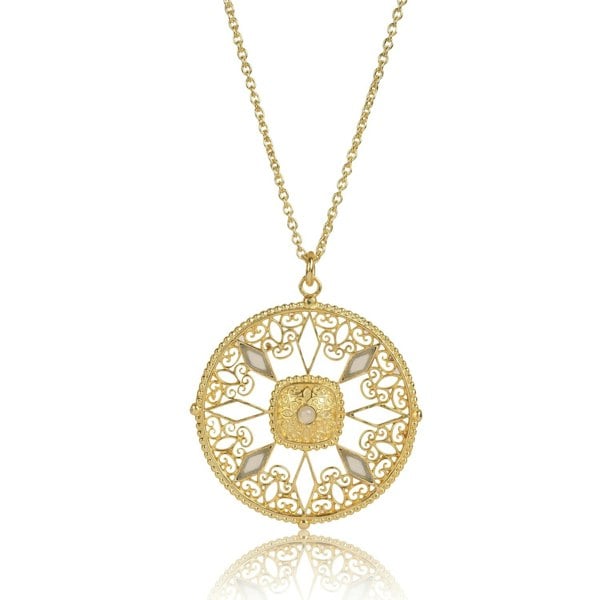 Lila Rasa Filigree Medallion In Opal Chalcedony Necklace