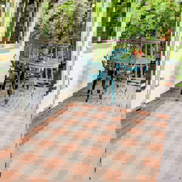 Outdoor-Indoor Rug Orange Geometric Design Weather-Proof | The Rugs