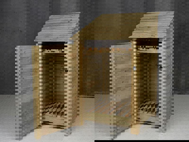 Arbor Garden Solutions Wooden Log Store with Door and Shelf W-79cm, H-126cm or 180cm, D-88cm