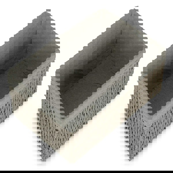 Grey Paper Rope Storage Basket with Grey Cotton Lining