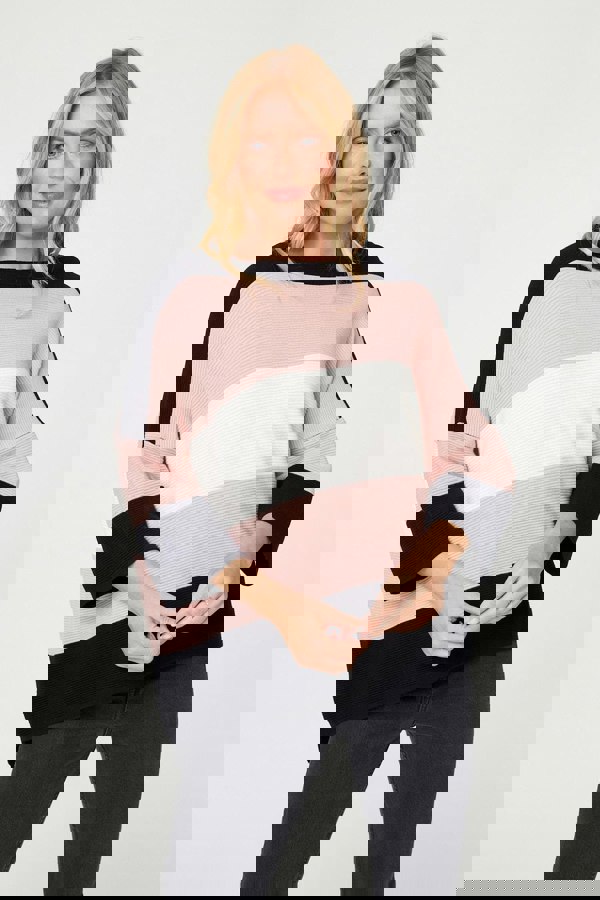 Pink | Colour Block Oversized Batwing Top
