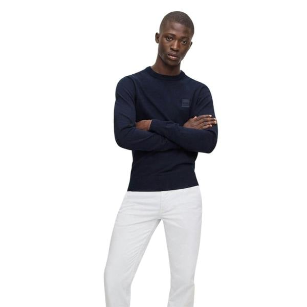 Boss Mens Kanovano Crew Neck Jumper - Silver Grey - 