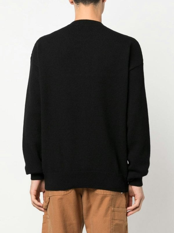 Palm Angels Sketchy Intarsia Knit Sweater Black Green - Supplied FashionPALM ANGELS