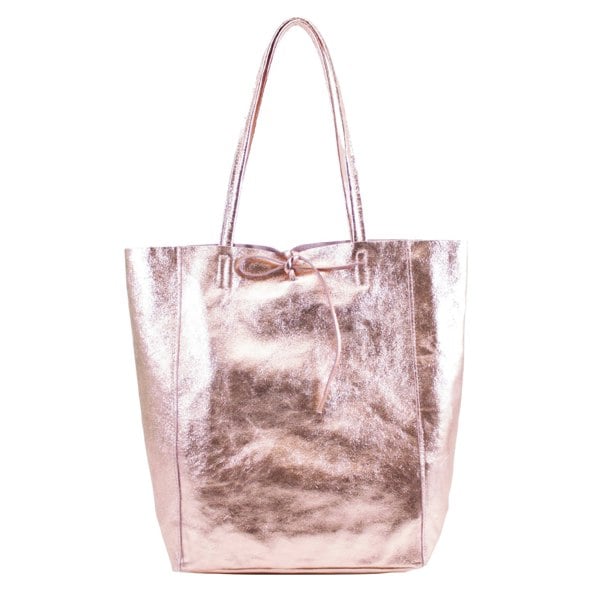 Kitise Soft Slouch Genuine Italian Leather Large Shopper Tie Closure Style Tote Handbag