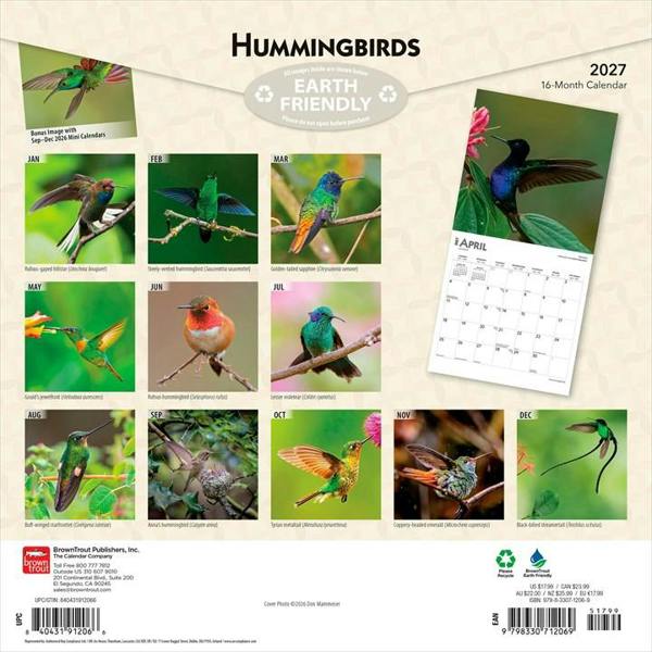 Hummingbirds Calendar 2027, Wall Calendars, Month To View, Animals, Gift