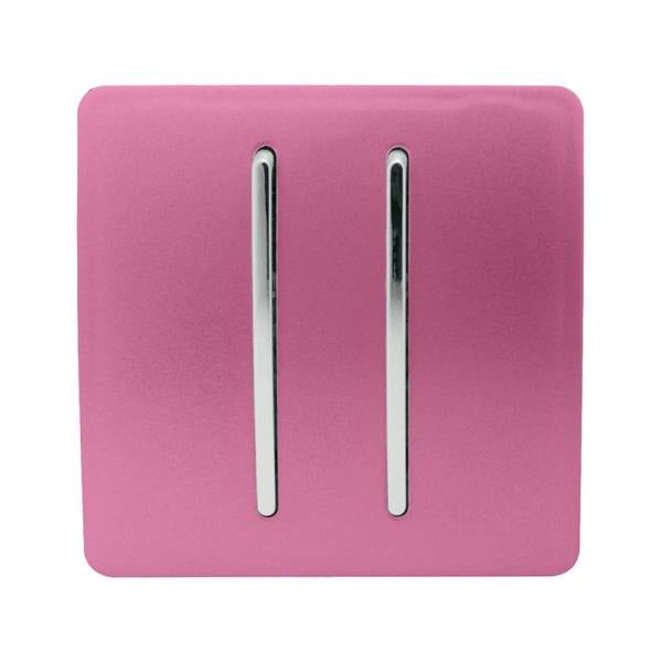 Trendi Switch 2 Gang Intermediate Rocker Light Switch in Candy Pink