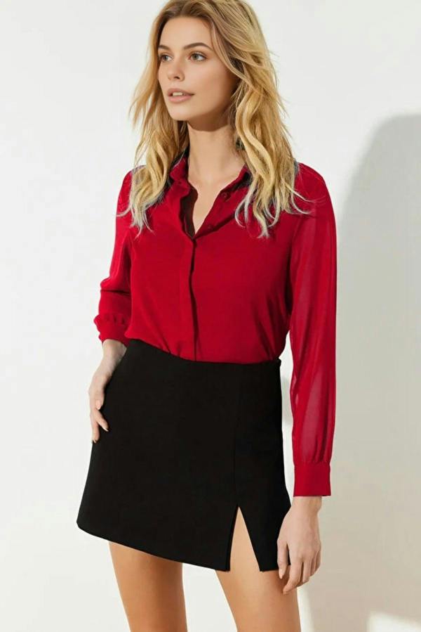 WOVCOR Woven Shirt with Transparent Sleeves
