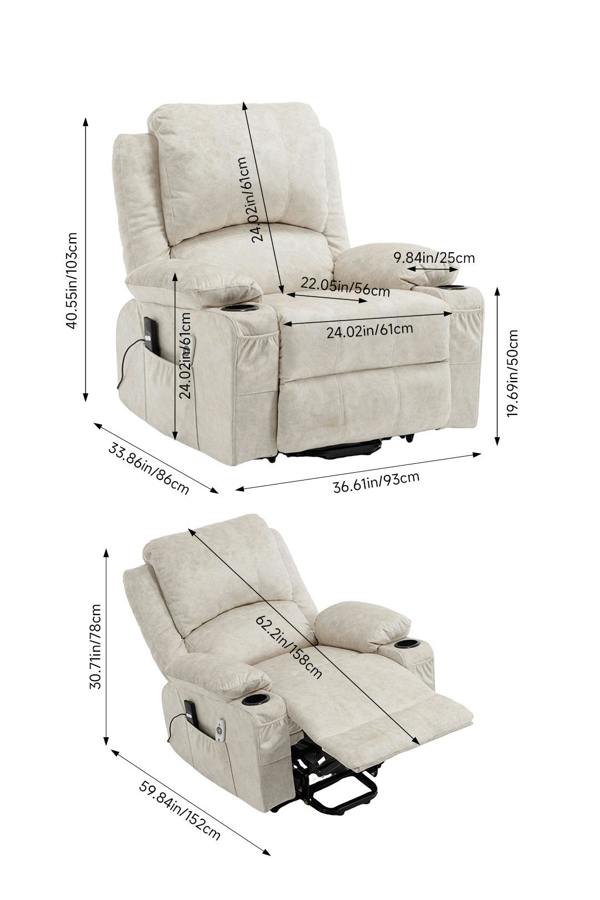 Living and Home Electric Single-Seat Recliner Chair with Heating & Massage Function