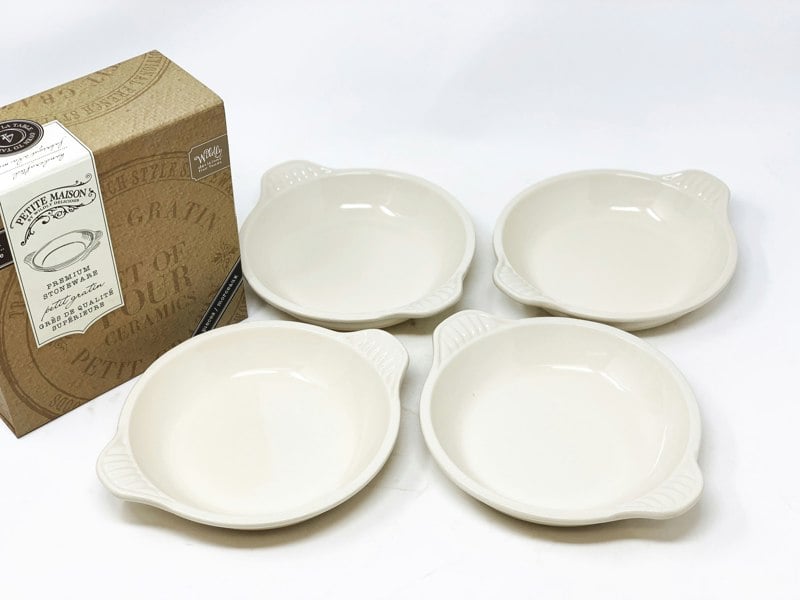 Verano Spanish Ceramics Kitchen Dining Petite Gratin Side Dish Serving Set - Set of 4 in Cream in gift box