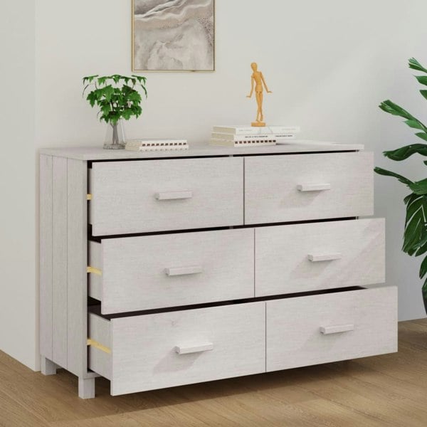 Berkfield Sideboard HAMAR White 113x40x80 cm Solid Wood Pine