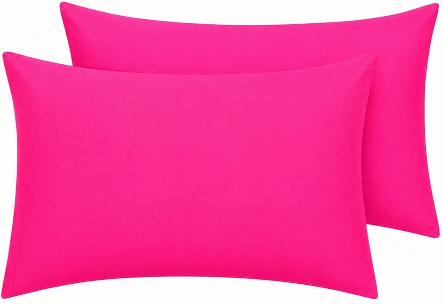 Night Zone Housewife Polycotton Pillowcases Pair – Plain Dyed Easy Care Bed Linen - Fuchsia