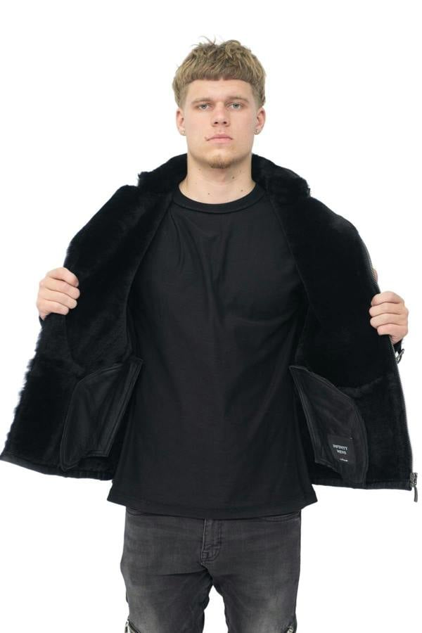Infinity Leather Mens Double Breasted Sheepskin Leather Biker Jacket-Heathfield