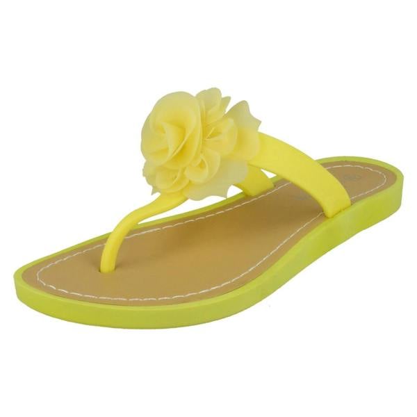 Savannah Ladies Savannah Flat Toepost Rose Trim Sandals
