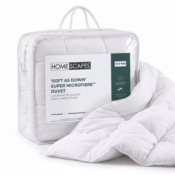 HOMESCAPES Super Microfibre 13.5 Tog Duvet for Autumn / Winter