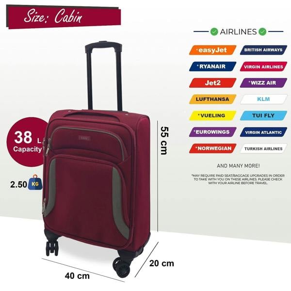 Eagle Luggage Soft Shell Suitcase Luggage Set Travel Light Carry On Cabin Bag