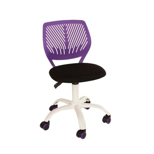 Core Products Compact Teenage Study Desk Chair, Purple Plastic Seat, Black Fabric Seat