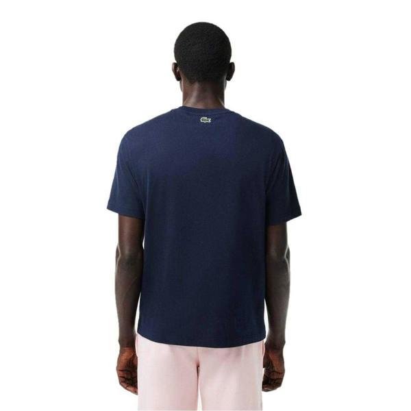 Lacoste Mens Colour Block Pique T-Shirt - White/Navy Blue - 