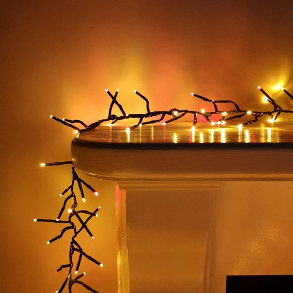 Samuel Alexander 3000 LED 37.2m Premier Clusterbrights Indoor Outdoor Mains Operated Christmas Cluster Lights with Timer in Red & Vintage Gold