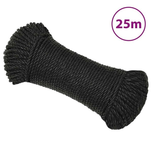 Berkfield Work Rope Black 3 mm 25 m Polypropylene