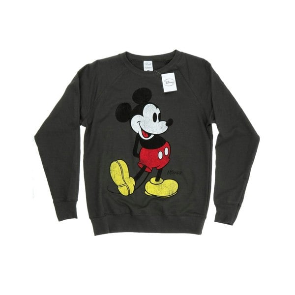 Disney Womens Mickey Mouse Classic Kick Sweatshirt - Light Graphite