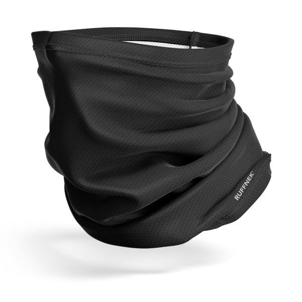 RUFFNEK® AirMesh Black Snood – breathable, moisture-wicking multifunctional scarf with UPF 50+ protection. For sport and outdoor activities including workwear.