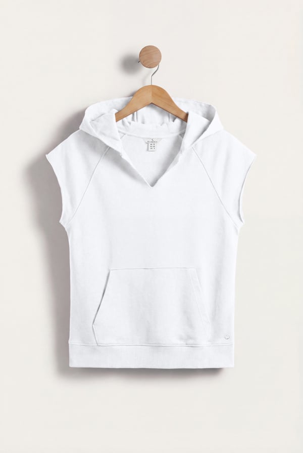 ENORSIA Sleeveless Raw Edge Hoodie