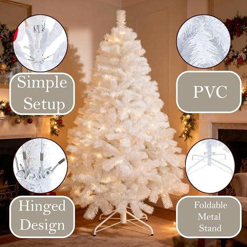 4ft to 12ft White Artificial Alaskan Pine Christmas Tree with Metal Stand image 4