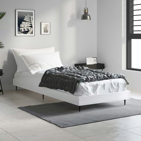 Berkfield Bed Frame High Gloss White 75x190 cm 2FT6 Small Single Engineered Wood