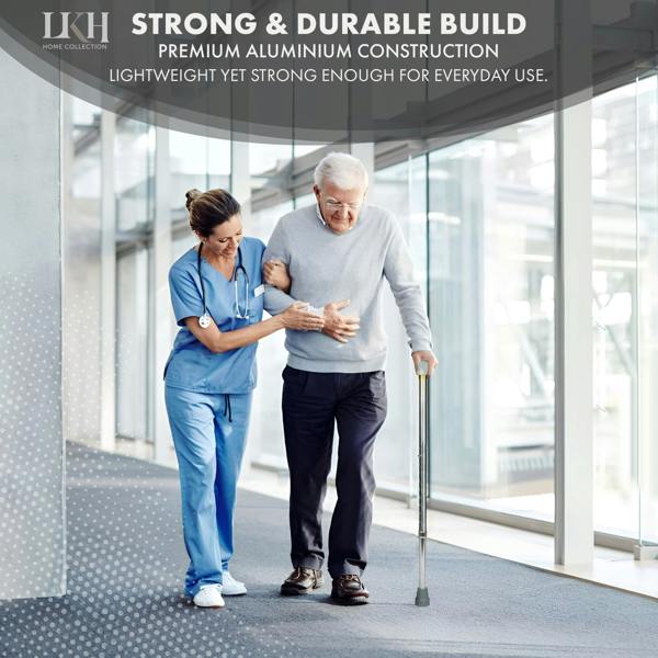 LKH HOME COLLECTION LKH Aluminum Walking stick with Handle & Anti-Skid Base - Lightweight 28-38 Inches Aluminum Walking Cane for Seniors & Adults