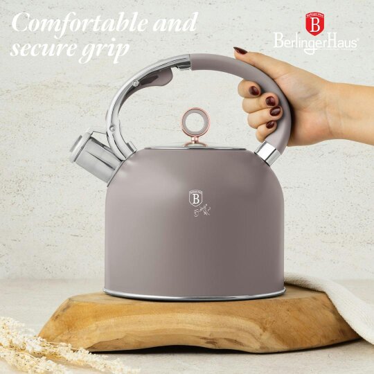 Berlinger Haus Taupe Stainless Steel Kettle 3L BH8914 Berlinger Haus