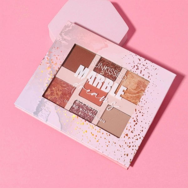 Sunkissed Marble Dreams Face Palette - 3 x  2g Eyeshadow,  3.3g Baked Blusher, 3.3g Bronzer, 3.3g Baked Highlighter, 3.3g Face Powder