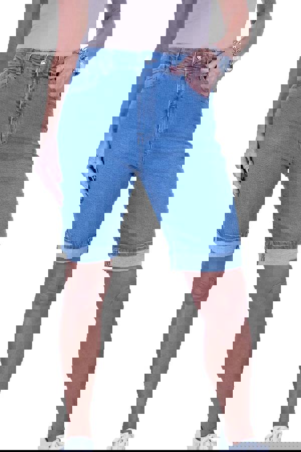 Paulo Due Women's Everyday Stretch Denim Knee Shorts