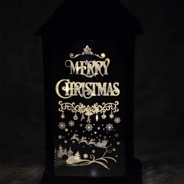 14cm Black Plastic Christmas Lantern with Warm White LED Light image 7