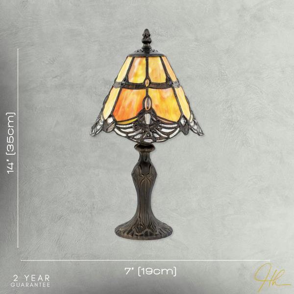 Quirky and Petite Orange Stained Glass Tiffany Lamp with Clear Beads Image 7