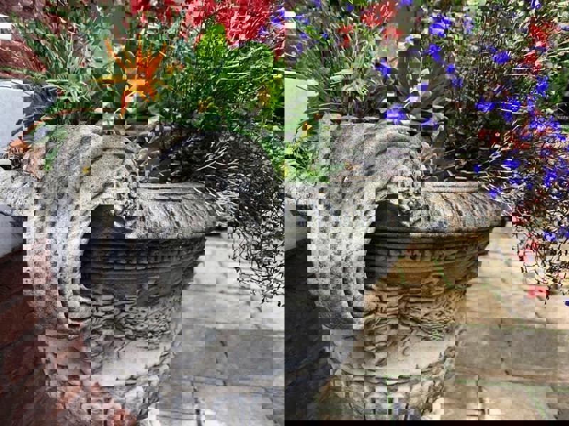 Extra Large Oval Antique Garden Urn and Plinth