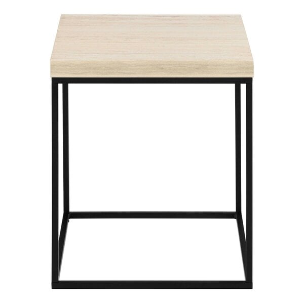 Wyld Haus Hazelmere Travertine Coffee Table Black Metal Legs