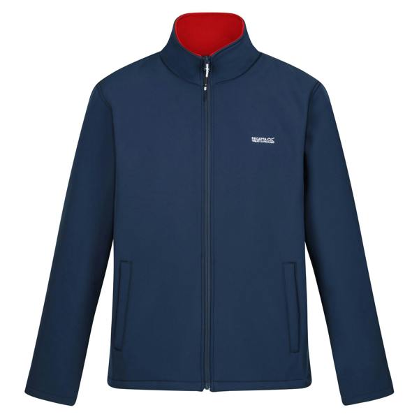 Regatta Mens Cera V Wind Resistant Soft Shell Jacket - Moonlight Denim/Danger Red - 